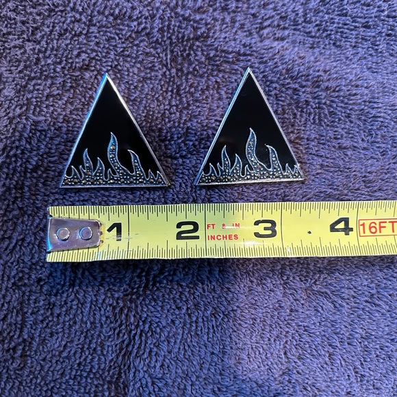 JJ Judith Jack Sterling Marcasite Jet Black Onyx Stone Square Post Earrings - Picture 2 of 5